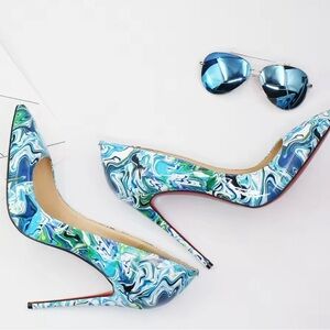 Women's Stiletto Pumps For Woman Thin High Heels Pointed Toe Spring Printing